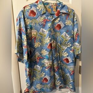 NWOT Jos A Bank XL Tropical Vibes 100% Silk Button Down Shirt Sleeve Shirt